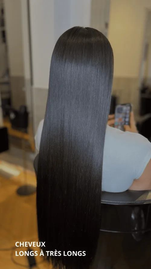 PREMIUM SERVICE :  SILK PRESS + KERACOCO (PROTEINE)  + HYDRATATION (Cheveux Longs à Très Longs)
